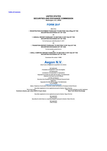 Thumbnail AEGON
 20-F Annual Report 2017