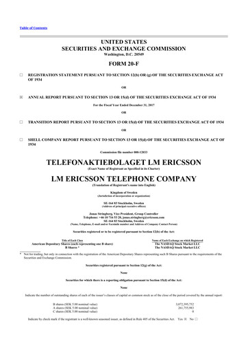 Vorschaubild Ericsson 20-F Jahresbericht 