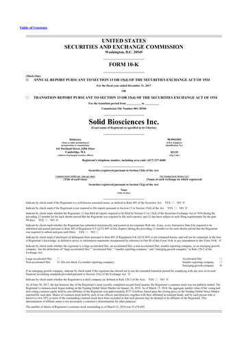 Miniature Solid Biosciences
 10-K Rapport annuel 