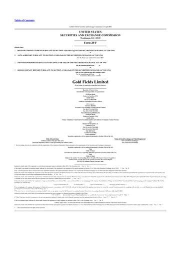 Thumbnail Gold Fields
 20-F Annual Report 