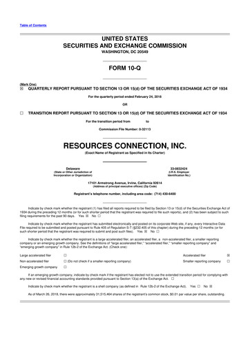Thumbnail RGP (Resources Connection) 10-Q Quarterly Report FY2018 
