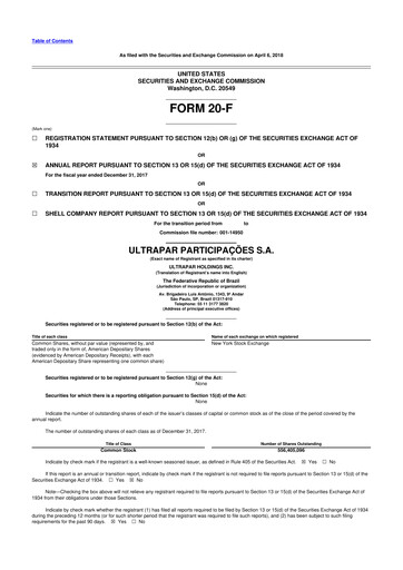 Thumbnail Ultrapar Participacoes 20-F Annual Report 