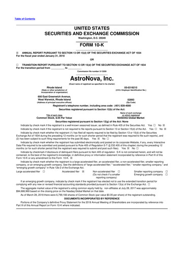 Thumbnail AstroNova, Inc. 10-K Annual Report 2018