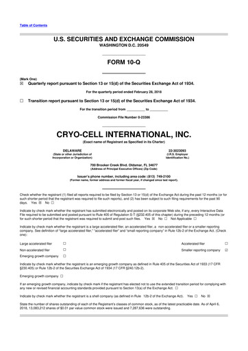 Thumbnail Cryo-Cell International 10-Q Quarterly Report FY2018 