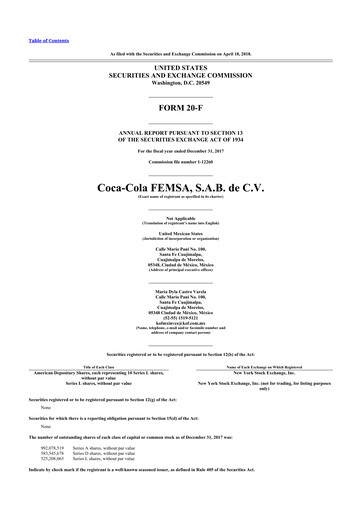 Thumbnail Coca-Cola FEMSA 20-F Annual Report 2017