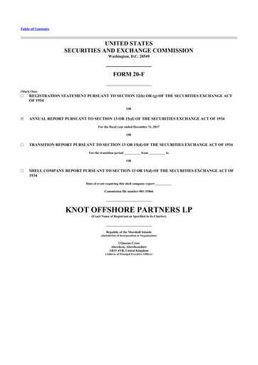 Thumbnail KNOT Offshore Partners 20-F Annual Report 2017