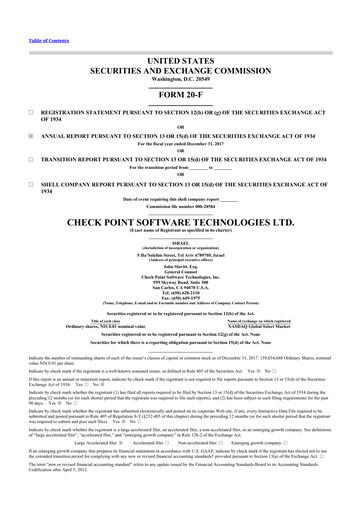 Thumbnail Check Point Software 20-F Annual Report 2017