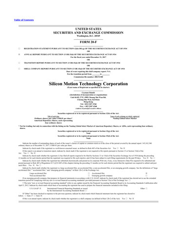 Thumbnail Silicon Motion
 20-F Annual Report 2017