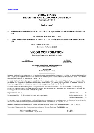 Thumbnail Vicor
 10-Q Quarterly Report FY2018 