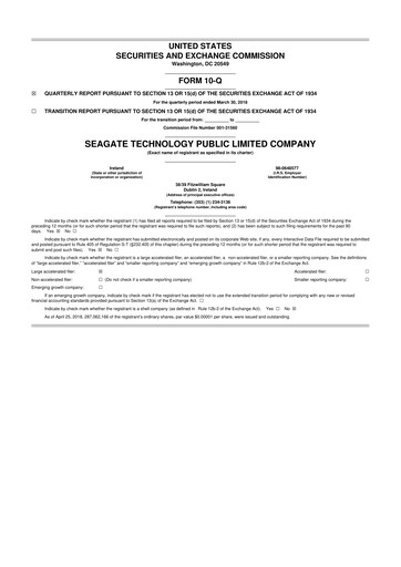 Thumbnail Seagate Technology 10-Q Quarterly Report FY2018 