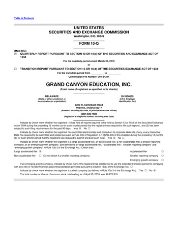 Thumbnail Grand Canyon Education 10-Q Quarterly Report FY2018 