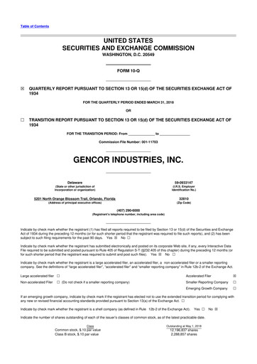 Thumbnail Gencor Industries
 10-Q Quarterly Report FY2018 