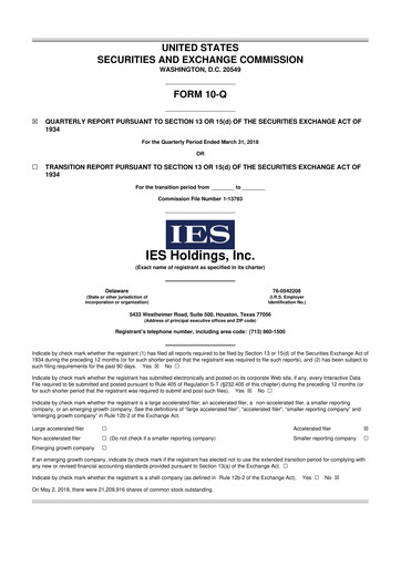 Thumbnail IES Holdings 10-Q Quarterly Report FY2018 