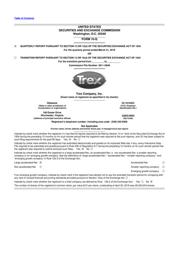 Miniature Trex 10-Q Rapport trimestriel 2018 
