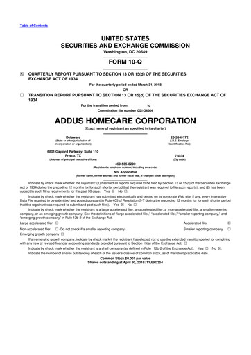 Thumbnail 
Addus HomeCare 10-Q Quarterly Report FY2018 