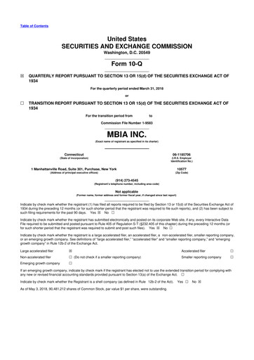 Thumbnail MBIA 10-Q Quarterly Report FY2018 