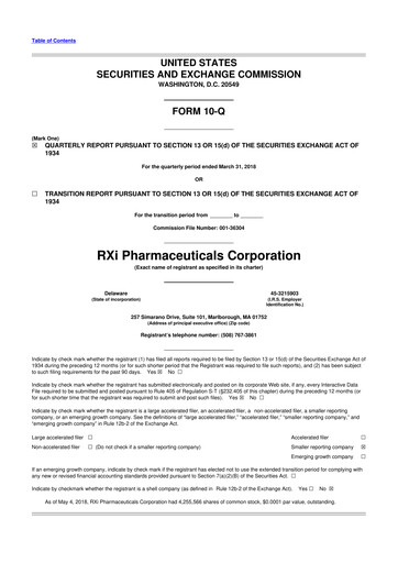 Vorschaubild Phio Pharmaceuticals 10-Q Quartalsbericht 2018 