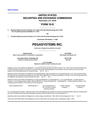 Thumbnail Pegasystems 10-Q Quarterly Report FY2018 