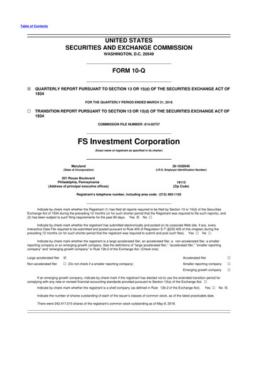 Thumbnail FS KKR Capital
 10-Q Quarterly Report FY 