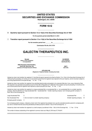Vorschaubild Galectin Therapeutics 10-Q Quartalsbericht 2018 