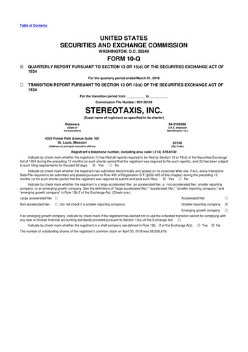 Thumbnail Stereotaxis 10-Q Quarterly Report FY2018 