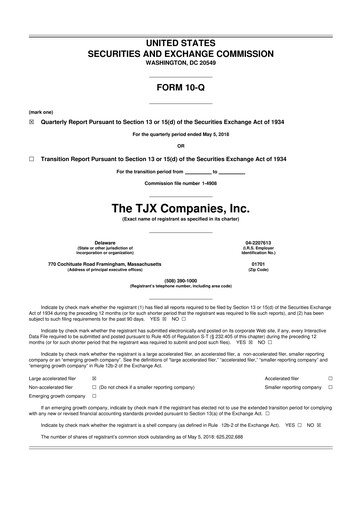 Thumbnail TJX Companies 10-Q Quarterly Report FY2019 