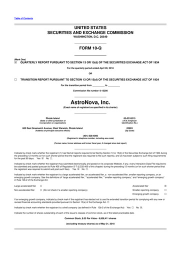 Thumbnail AstroNova, Inc. 10-Q Quarterly Report FY2019 