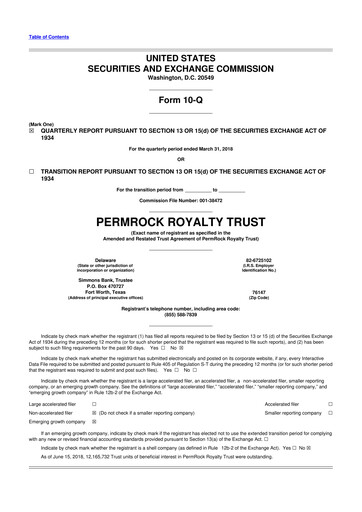 Thumbnail PermRock Royalty Trust 10-Q Quarterly Report FY 