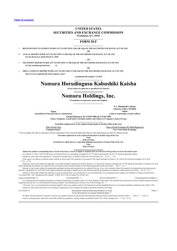 Thumbnail Nomura Holdings 20-F Annual Report 2018