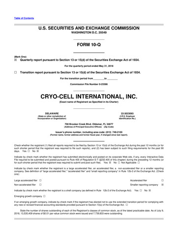 Thumbnail Cryo-Cell International 10-Q Quarterly Report FY2018 