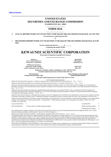 Thumbnail Kewaunee Scientific Corporation 10-K Annual Report 2018