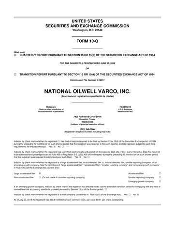 Thumbnail NOV 10-Q Quarterly Report FY2018 