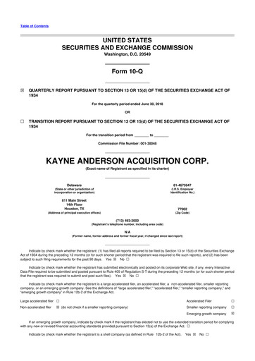 Vorschaubild Kinetik 10-Q Quartalsbericht 2018 
