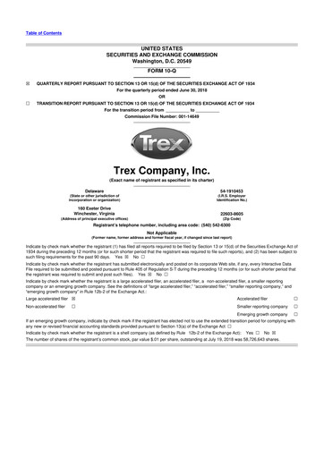 Miniature Trex 10-Q Rapport trimestriel 2018 