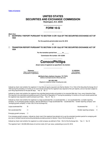 Thumbnail ConocoPhillips 10-Q Quarterly Report FY2018 