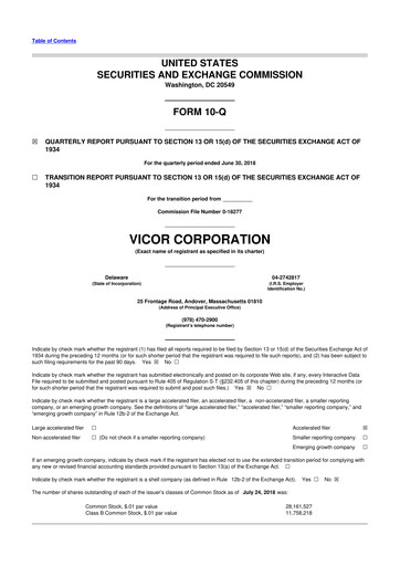 Thumbnail Vicor
 10-Q Quarterly Report FY2018 