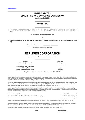 Thumbnail Repligen
 10-Q Quarterly Report FY2018 