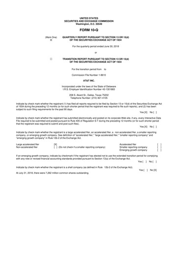 Thumbnail AT&T 10-Q Quarterly Report FY2018 