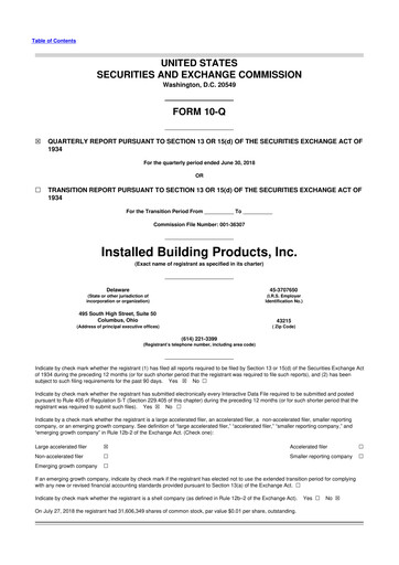 Thumbnail Installed Building Products 10-Q Quarterly Report FY2018 