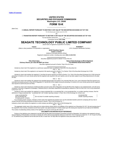 Thumbnail Seagate Technology 10-K Annual Report 2018