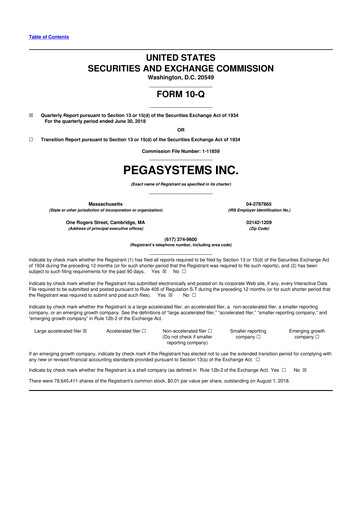 Thumbnail Pegasystems 10-Q Quarterly Report FY2018 