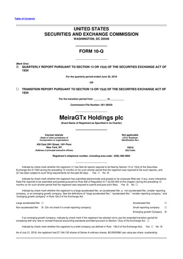 Vorschaubild MeiraGTx 10-Q Quartalsbericht 2018 