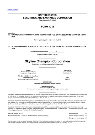 Thumbnail Champion Homes 10-Q Quarterly Report FY2018 