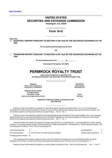 Thumbnail PermRock Royalty Trust 10-Q Quarterly Report FY 