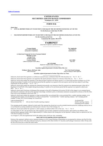 Miniature Fabrinet
 10-K Rapport annuel 2018