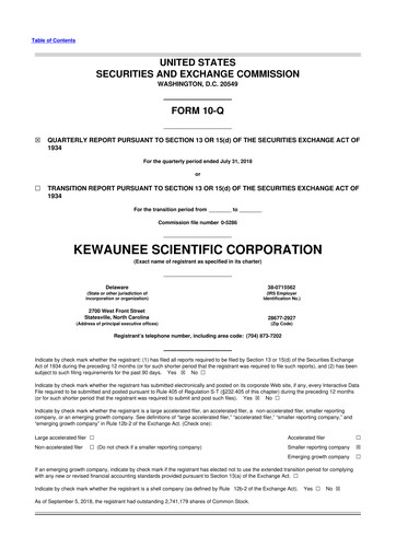 Thumbnail Kewaunee Scientific Corporation 10-Q Quarterly Report FY2018 