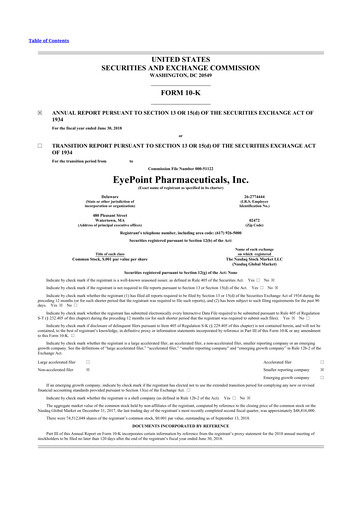 Vorschaubild EyePoint Pharmaceuticals
 10-K Jahresbericht 2018