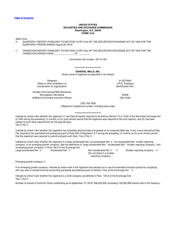 Thumbnail General Mills 10-Q Quarterly Report FY2019 