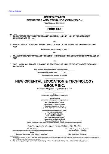 Thumbnail New Oriental 20-F Annual Report 2018