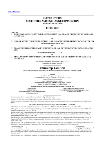 Miniature Immutep 20-F Rapport annuel 2018